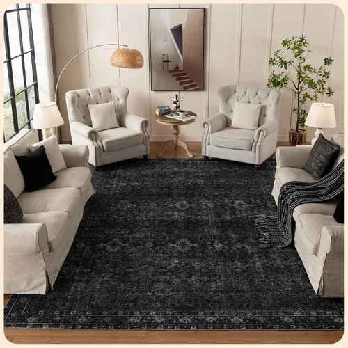 Vista 307 de Istana Alfombra larga antideslizante de 2.5 x 8 para el hogar, para pasillo y cocina, lavable, sedosa y suave al tacto, elegante, color azul y marfil