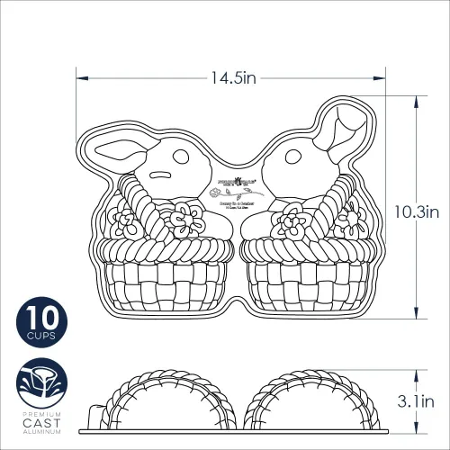 Vista 6 de Nordic Ware Bunny in Basket - Molde para tartas 3D, 10 tazas, caramelo