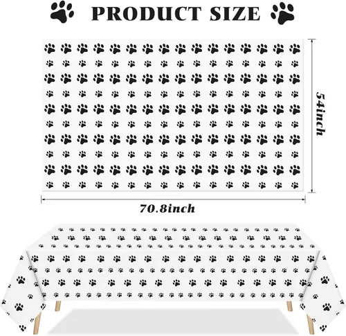 Vista 2 de ZAKVOOR Paquete de 4 manteles rectangulares de plástico con estampado de la Patrulla Canina de Cachorros, para suministros de fiesta temática