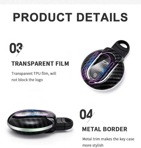 Vista 4 de ontto Funda de llavero de ABS para BMW Mini Cooper F54 F55 F56 F57 F60 llave de coche inteligente Rermote bolsa protectora de llaves antiarañazos