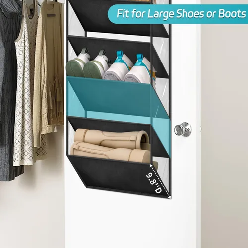 Vista 3 de AOODA Organizador de zapatos transparente sobre la puerta de almacenamiento que sostiene 12 pares, zapatero colgante de puerta estrecha