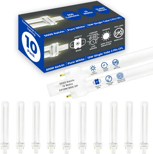 Vista 38 de GoodBulb Bombillas CFL de 13 W, base GX23 de 2 pines, 2700 K, blanco suave, 13 W, alto rendimiento, 800 lúmenes, bombillas fluorescentes compactas