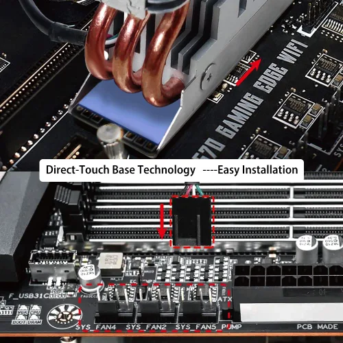 Vista 6 de Disipador de calor SSD M.2 2280 de 12 V con ventilador de enfriamiento PWM de 1.575 in, tubos de calor de cobre y almohadilla térmica, enfriador SSD