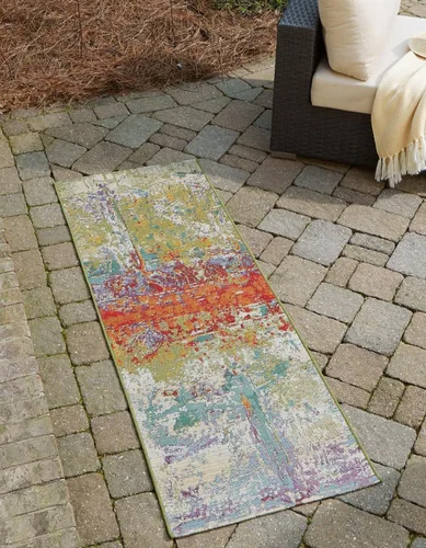 Vista 10 de Unique Loom Outdoor Modern Collection - Alfombra arrugada (4 pies 1 pulgada octágono multi/dorado)