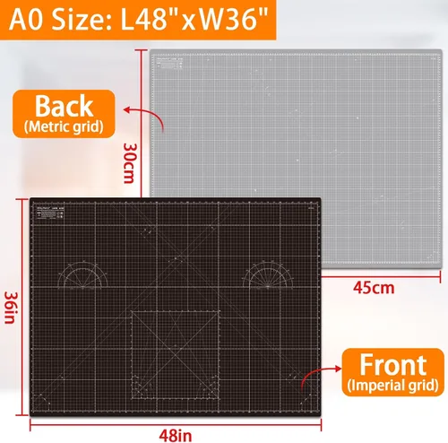 Vista 2 de Tapete de corte autorreparable A0 de 36 x 48 pulgadas, tapete de artesanía de doble cara de 5 capas para costura, acolchado, tela, álbumes de Negro