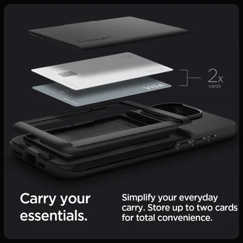 Vista 3 de Spigen Slim Armor CS - Funda diseñada para iPhone 15 Pro Max (2023) [protección de grado militar], color negro