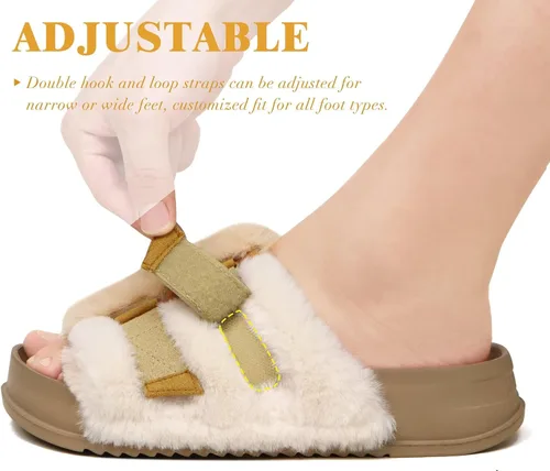 Vista 4 de KuaiLu Pantuflas ortopédicas para mujer con soporte de arco, sandalias acolchadas suaves para mujer, sandalias de moda con punta abierta, de piel