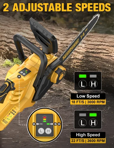 Vista 6 de Motosierra eléctrica sin escobillas de 14 pulgadas inalámbrica para batería Dewalt de 20 V, motosierra compacta con engrasador automático, retroceso