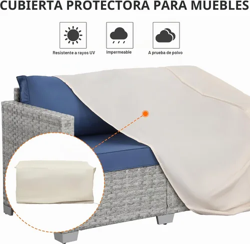Vista 8 de WAROOM Sofá de mimbre para patio al aire libre, sofá pequeño de mimbre de 2 plazas, muebles de balcón, asiento profundo, asiento de porche, cojín