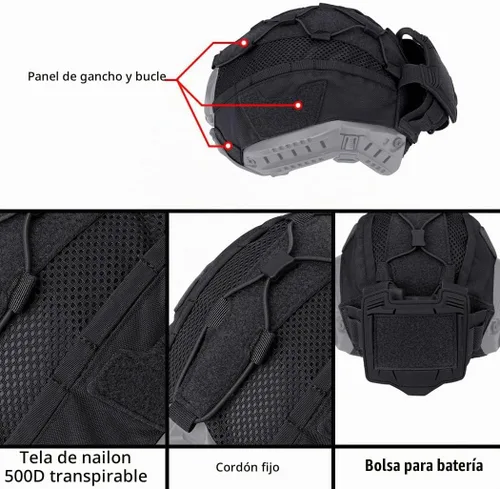 Vista 3 de IDOGEAR Tactical Helmet Cover with Battery Pouch for Fast Helmet