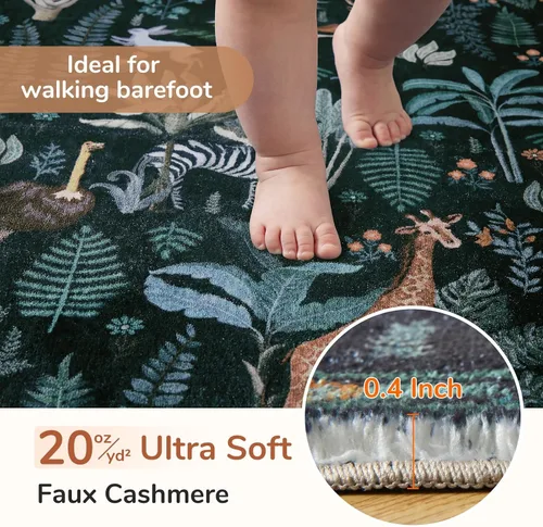 Vista 372 de OPPODREAM Alfombras suaves, pequeñas y lavables con parte trasera antideslizante, alfombra de cachemira sintética de pelo bajo, 2 x 3 pies, azul