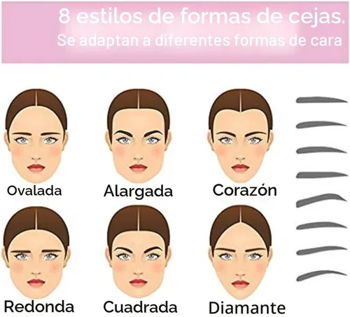 Vista 4 de Plantillas para cejas, plantilla de cejas, kit de modelado de cejas, 8 estilos de plantilla reutilizable para cejas con mango y correa, lavable