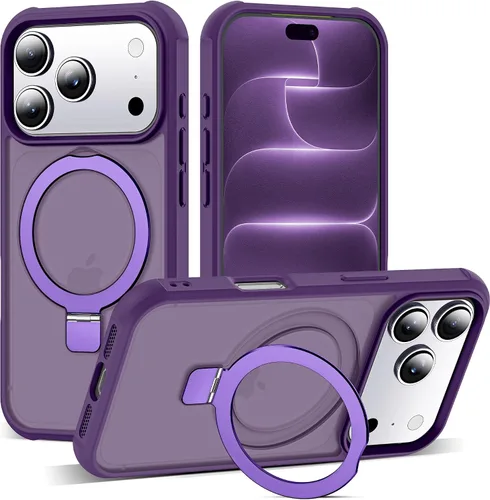 Vista 136 de SKYLMW - Funda compatible con iPhone 11 de 6.1 pulgadas, con soporte magnético invisible tipo anillo, funda translúcida de grado militar, compatible