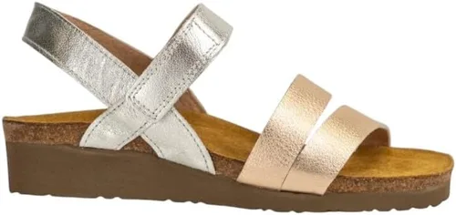 Vista 46 de Naot Kayla sandalia con taco de cuña para mujer Piel de lagarto beige