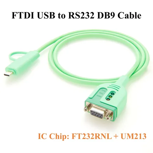 Vista 4 de FTDI Cable adaptador serie USB a RS232 DB9 con chipset FT232RNL Dual USB-A y USB-C a D-Sub 9Pin RS232 COM Cable convertidor para módem, escáner, DB9