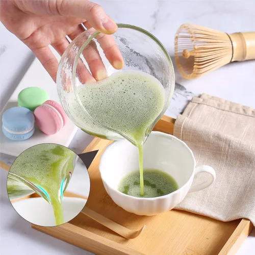 Vista 4 de ZENRC Kit completo de tazón y batidor de matcha, batidor de bambú tradicional japonés retro (Chasen), cuchara, cuenco de matcha de vidrio