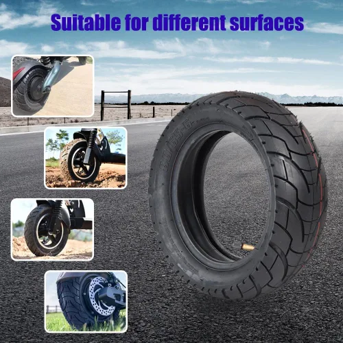 Vista 5 de Neumáticos para patinete CMIYETO 80/65-6 para ciudad y carretera con tubo interior de 45° de 10 pulgadas, neumáticos para motocicleta y patinete