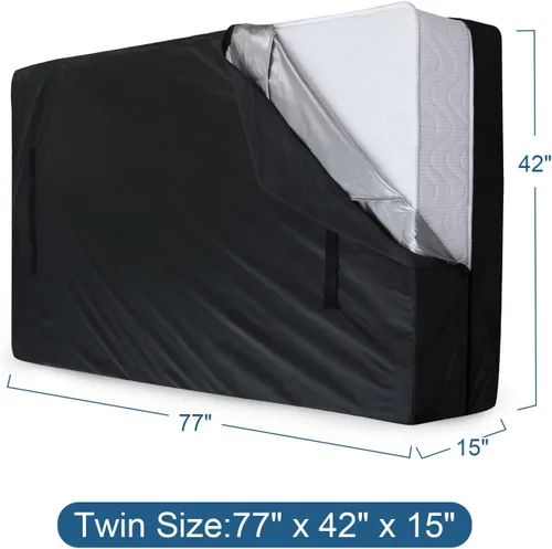 Vista 4 de Bolsas para colchones para mudanza y almacenamiento tamaño Twin, protector de colchón impermeable, funda de colchón con asas de servicio pesado