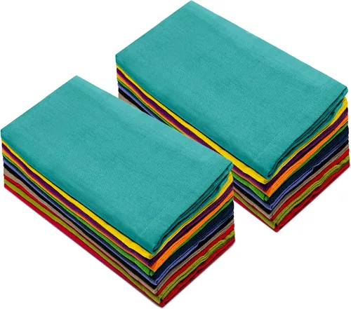 Vista 9 de COTTON CRAFT Servilletas de tela con borde de flecos - Juego de 12 servilletas suaves de algodón puro - Servilletas reutilizables para almuerzo