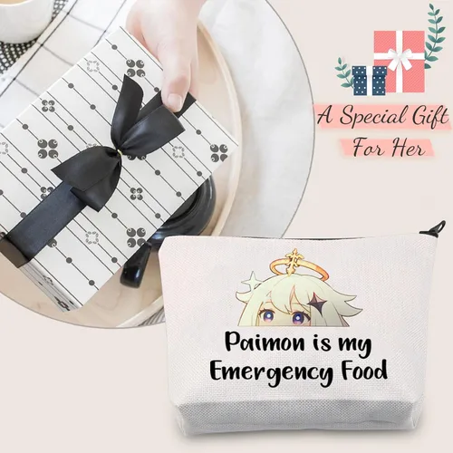 Vista 6 de JXGZSO Bolsa de cosméticos inspirada en el anime Paimon is my Emergency Food Traveller Gift Anime Lover Gift, Paimon, Novedad, Diversión, Inspirado