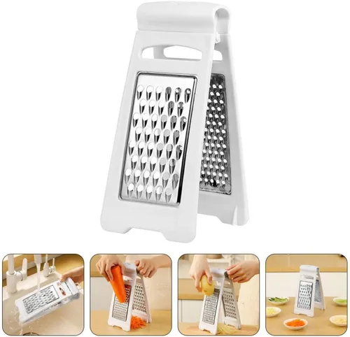 Vista 5 de UPKOCH Rallador de queso de mano, rallador de cocina de acero inoxidable con asa, cortador de frutas de doble cara, triturador manual de verduras