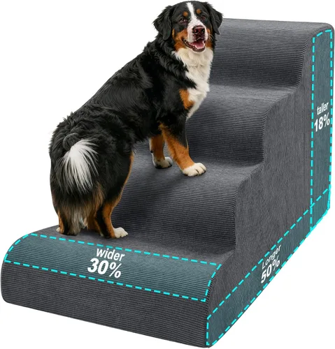 Vista 12 de Escaleras para perros pequeños, rampa de 3 escalones para sofá cama Beige