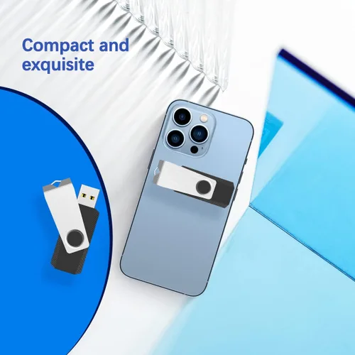 Vista 8 de RAOYI Unidad flash USB 2.0 de 8 GB giratoria de metal Memory Stick Pulgar Drive para almacenamiento de datos (negro)
