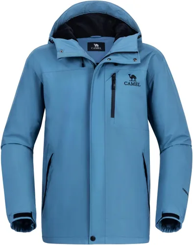 Vista 3 de CAMEL CROWN Chaqueta de esquí para hombre, impermeable, abrigo de nieve de invierno, resistente al viento, forro polar cálido, con capucha, parka