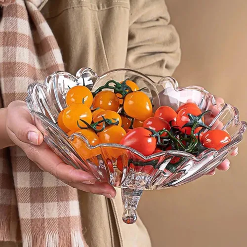Vista 3 de Cabilock Trípode de cristal para fruta, cuenco de cristal para decoración de alimentos, plato de caramelo de cristal, cuenco de pasta, bandeja