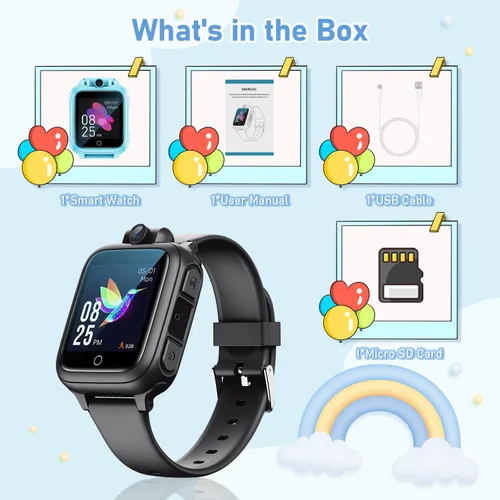 Vista 6 de Awatty Reloj Inteligente para Niños, Reloj para Niños con 26 Juegos Cámara Grabadora de Video Música Alarma Calculadora Calendario Linterna