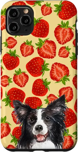 Vista 11 de iPhone 15 Border Collie Dog Red Cut Fresas Fruta Crema Patrón Caso