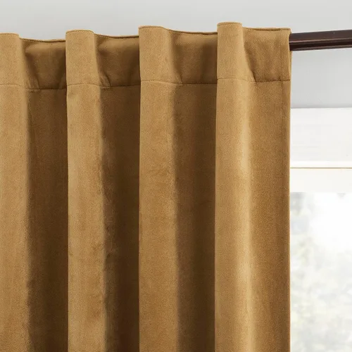 Vista 3 de Sun Zero Hampshire - Cortina térmica de terciopelo con reducción de ruido, pestañas traseras, 100% opacas, 50" x 84", dorado