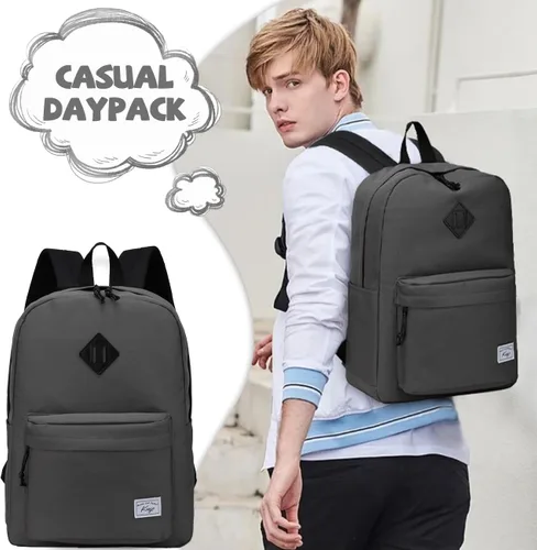 Vista 6 de Kasqo Mochila para mujeres y hombres, mochila clásica ligera y resistente al agua para adolescentes, niñas, niños, mochila informal de viaje escolar