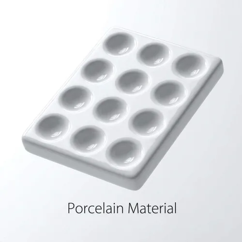 Vista 2 de QWORK Plato de porcelana, paquete de 10 – Bandeja de prueba micro de 12 pozos para análisis de laboratorio, enseñanza y experimentos