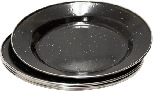 Vista 2 de Stansport Deluxe 24-Piece Enamel Tableware Set - Enamel Plates and Bowls Lightweight and Durable Camp Dish Set for Camping and Backpacking Plates