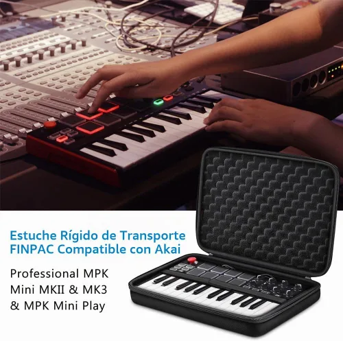 Vista 7 de FINPAC Estuche de transporte semiduro para AKAI Professional MPK Mini MKII