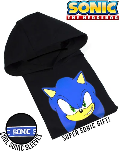 Vista 2 de Sonic The Hedgehog Sudadera con capucha para niños, color negro, Negro