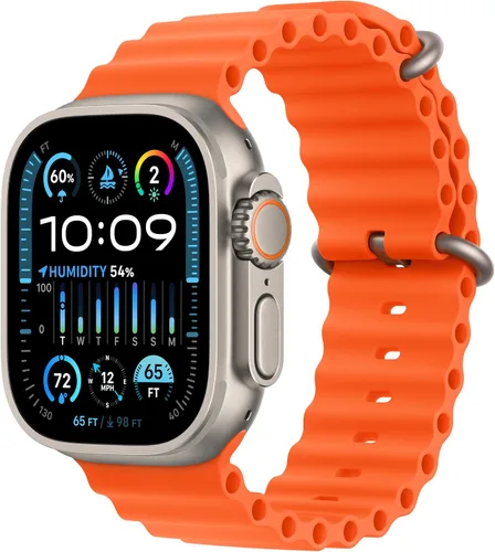 Vista 8 de Apple Watch Ultra 2 [GPS + Celular 49mm] Reloj inteligente con caja de titanio resistente y correa loop de senderismo verde/gris S/M. Rastreador