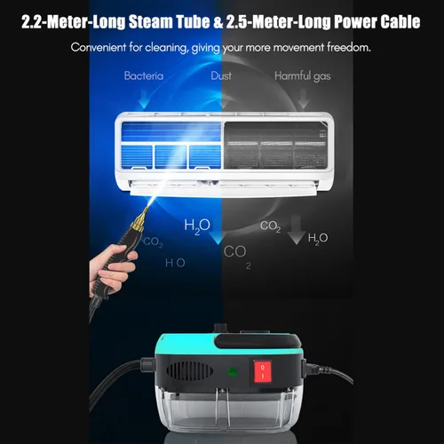 Vista 5 de Vapor presurizado a alta temperatura de 2500 W, limpiadores de vapor de mano para uso doméstico, máquina de limpieza de vapor portátil, Azul