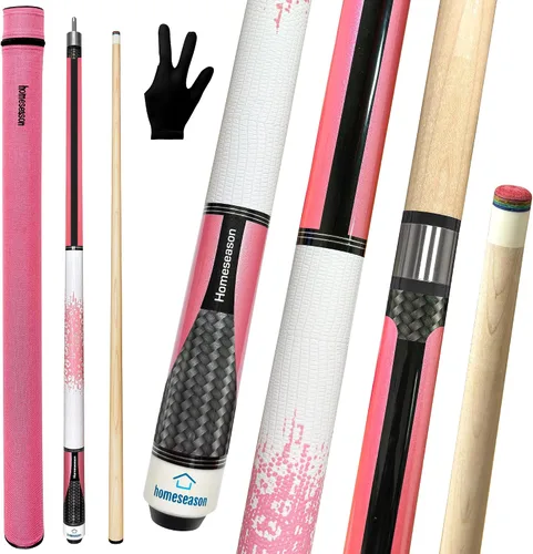 Vista 7 de HomeSeason 58in 2-Piece Pool Cue, 18/19/20/21oz Professional Maple Billiards Stick 3D Printed Lizard Grip with Case, 12.5mm Tip Stainless Steel 18oz