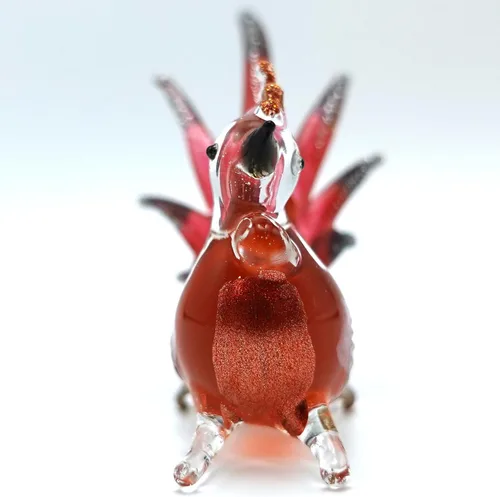 Vista 5 de Figuras en miniatura de pollo/gallina animales soplados a mano, arte de vidrio coleccionable, regalo coleccionable para decorar el hogar