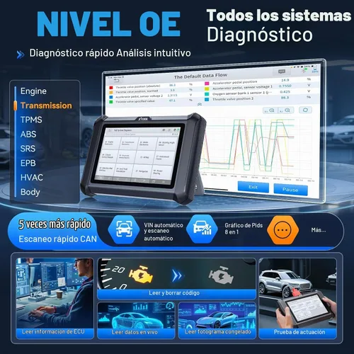 Vista 7 de XTOOL Herramienta de diagnóstico del escáner D7S OBD2 2026 Herramienta de escaneo bidireccional Ver. de D7 con ECU C0ding, prueba activa, FCA