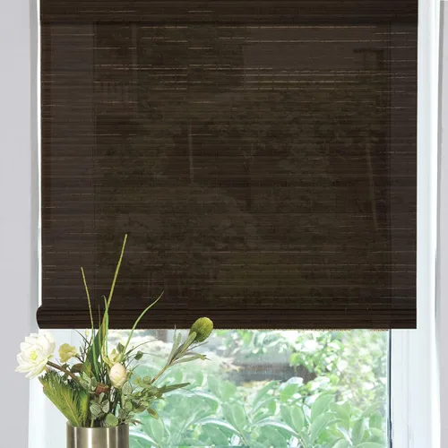 Vista 7 de Persianas romanas de madera personalizadas, persianas opacas forradas de bambú para ventanas y puertas, patrón 1