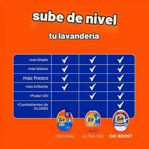 Vista 6 de Tide PODS detergente para ropa en cápsulas, removedor de manchas 3 en 1, combatiente de olores, protector de color, 42 unidades, compatible con HE