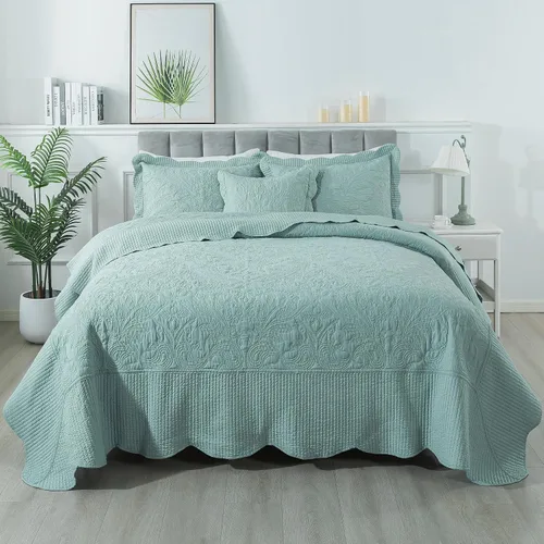 Vista 56 de HoneiLife Juego de ropa de cama tamaño Queen, juego de edredón de microfibra para cama Queen, colchas ligeras de 3 piezas, edredones reversibles