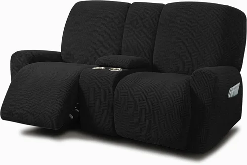 Vista 7 de ULTICOR - Juego de 8 fundas para sofá reclinable de jacquard, fundas elásticas para sofá reclinable para 3 cojines, gruesas, suaves, lavables