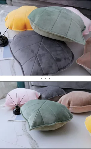 Vista 3 de Almohada decorativa 3D con hojas de felpa mullidas para sofá y sala de estar, 20 pulgadas (gris oscuro)