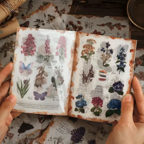 Vista 4 de Dizdkizd Calcomanías Washi con temática de mariposa para diario, libro de calcomanías de Ephemera, calcomanía de mariposa vintage para álbumes