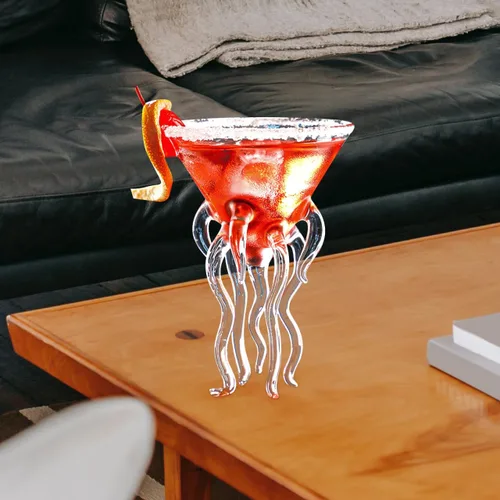 Vista 8 de DOITOOL Creative Octopus - Juego de 2 copas de cóctel de medusas para el hogar, bar, fiesta, cristalería transparente para brindis