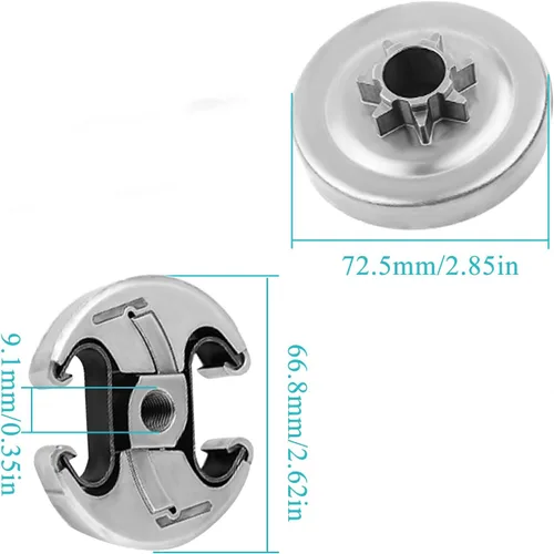 Vista 2 de . Tambor de embrague 7T de 325 pulgadas para Husqvarna 340 345 445 450 compatible con motosierra de gas Jonsered 2145 2150 piezas de repuesto